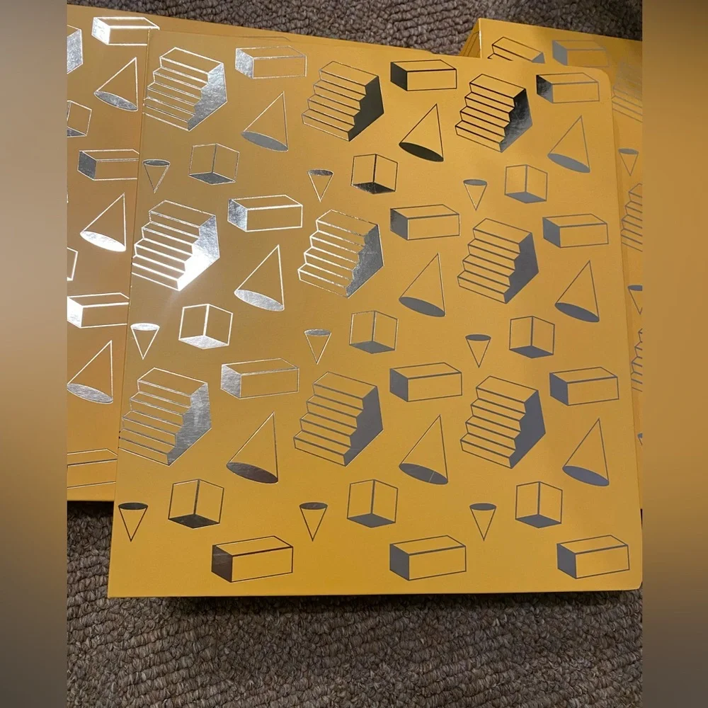 Geometric Yellow and Silver 3-Ring Binder
